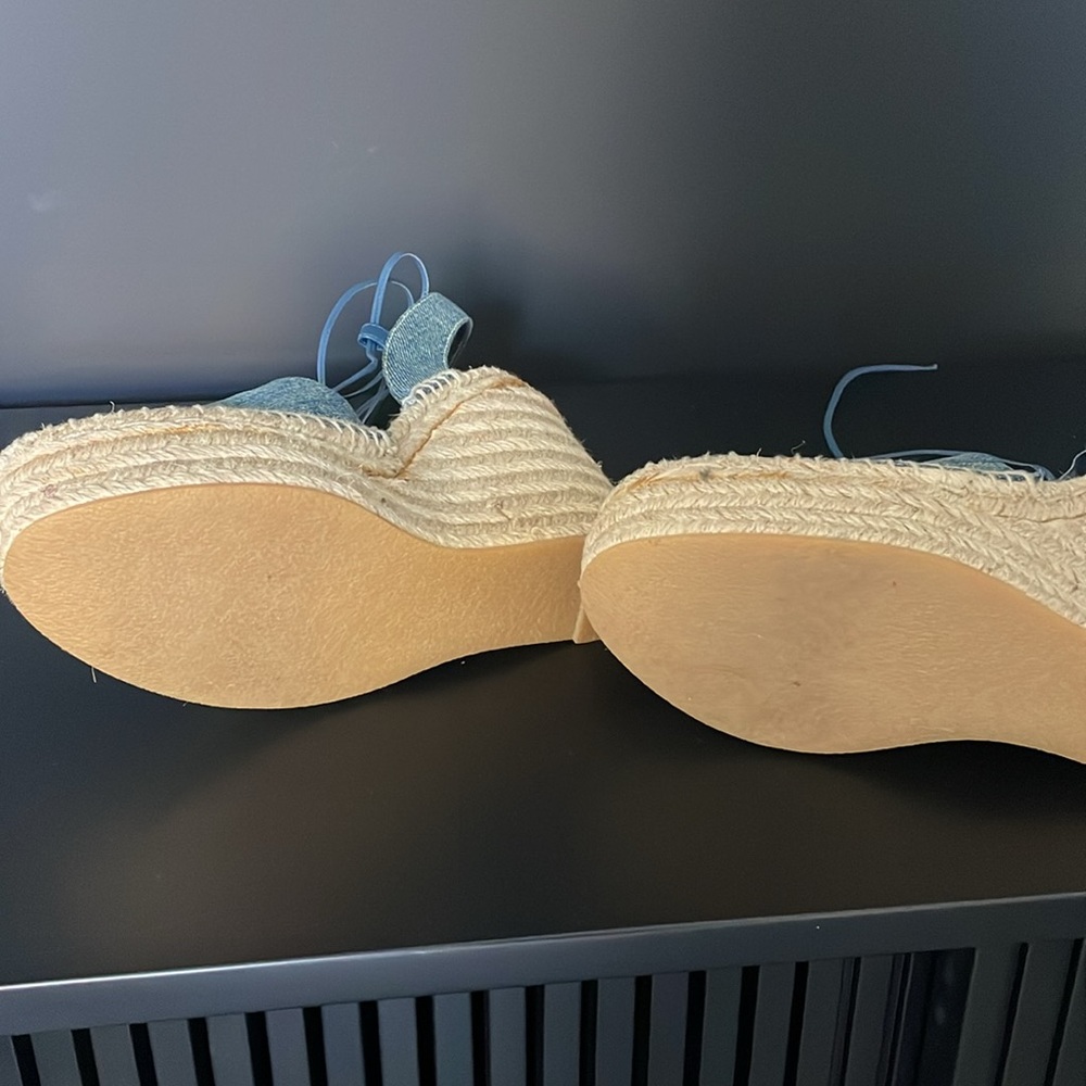 SAINT LAURENT denim shoe wedge espadrilles 40 1/2 - Picture 5 of 5